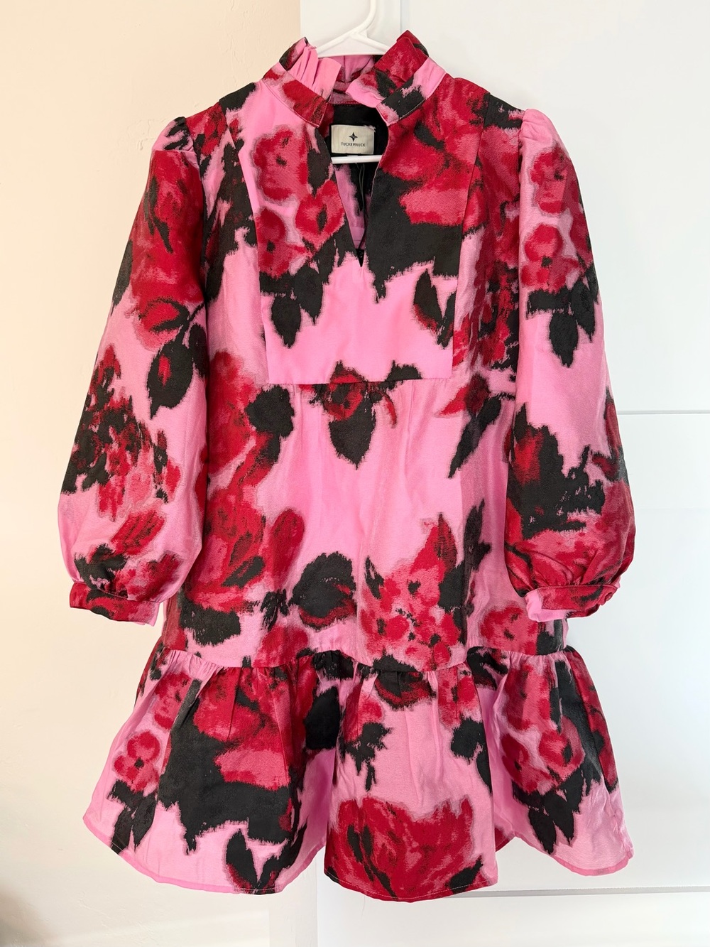 Tuckernuck Pink and Red Begonia Blossom Floral Palmerston Dress Size Small